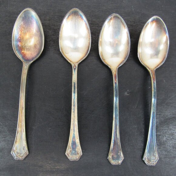 Reed & Barton Pompeian Greek Key & Scrollwork Design Jam/Jelly Spoon Lot of 4 - Picture 1 of 12